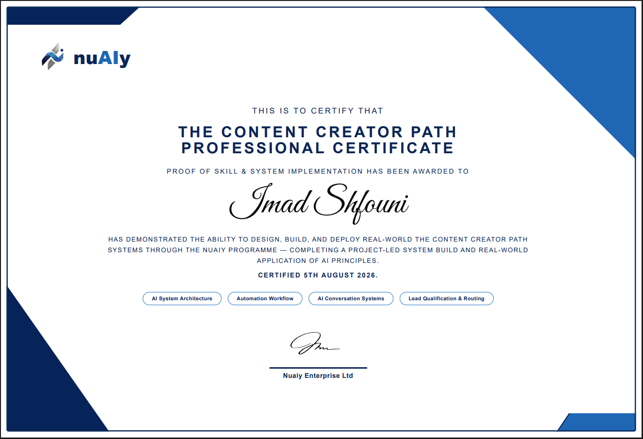 Nuaiy AI Automation Professional Certificate